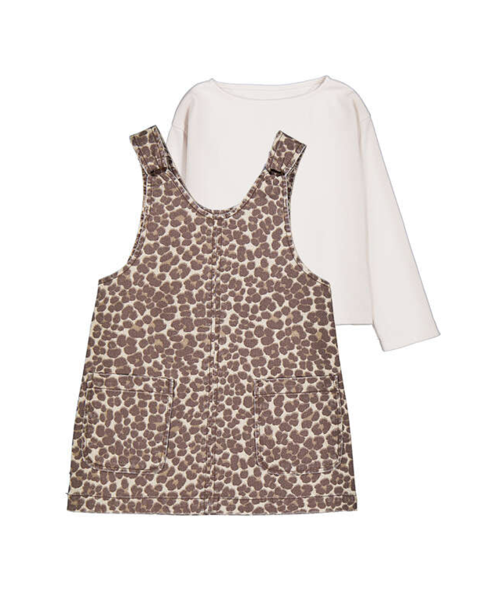 Cheetah Pinafore Dress Set