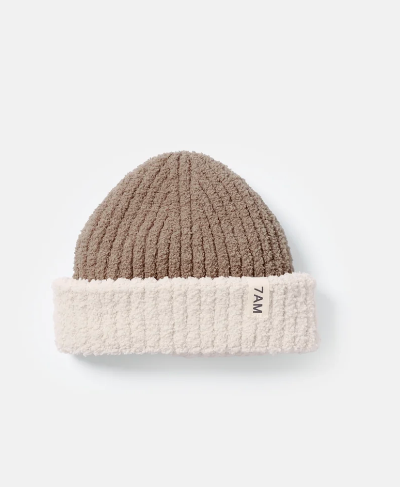 2-Tone Ribbed Beanie - Fuzzy